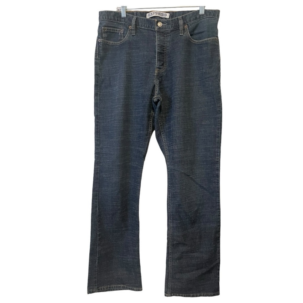 Express Jeans Mens 34 X 34 Blue Randogo Straight Leg Button Fly Jeans Casual